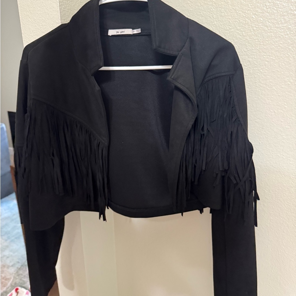 Boohoo Black Fringe Blazer